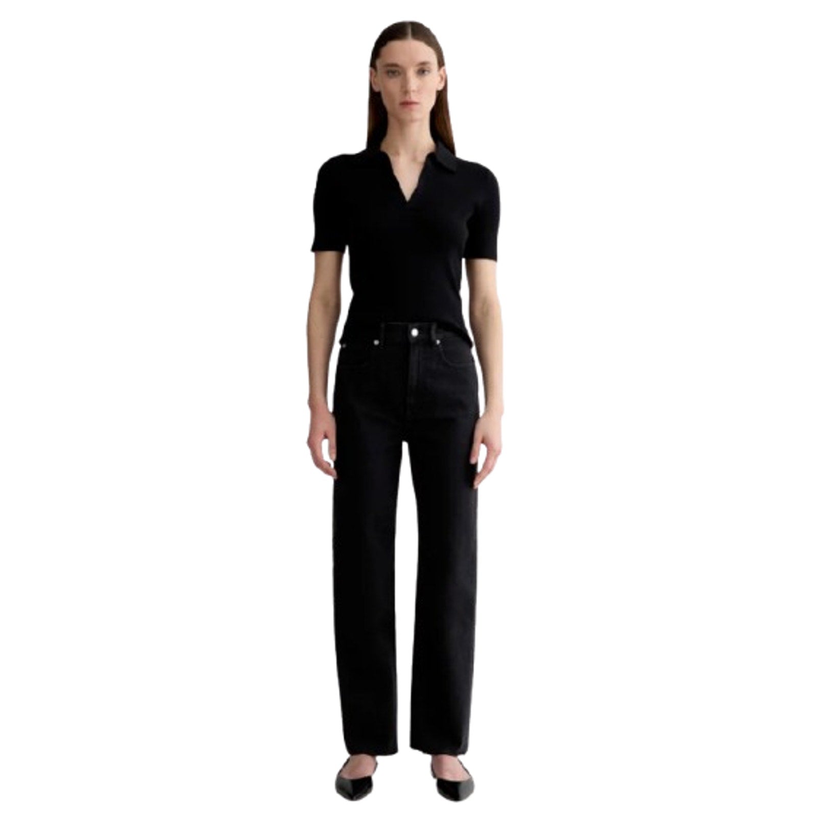 EVERLANE Women's The Way-High Jeans 23x25 US 000 Black Straight Leg NWT