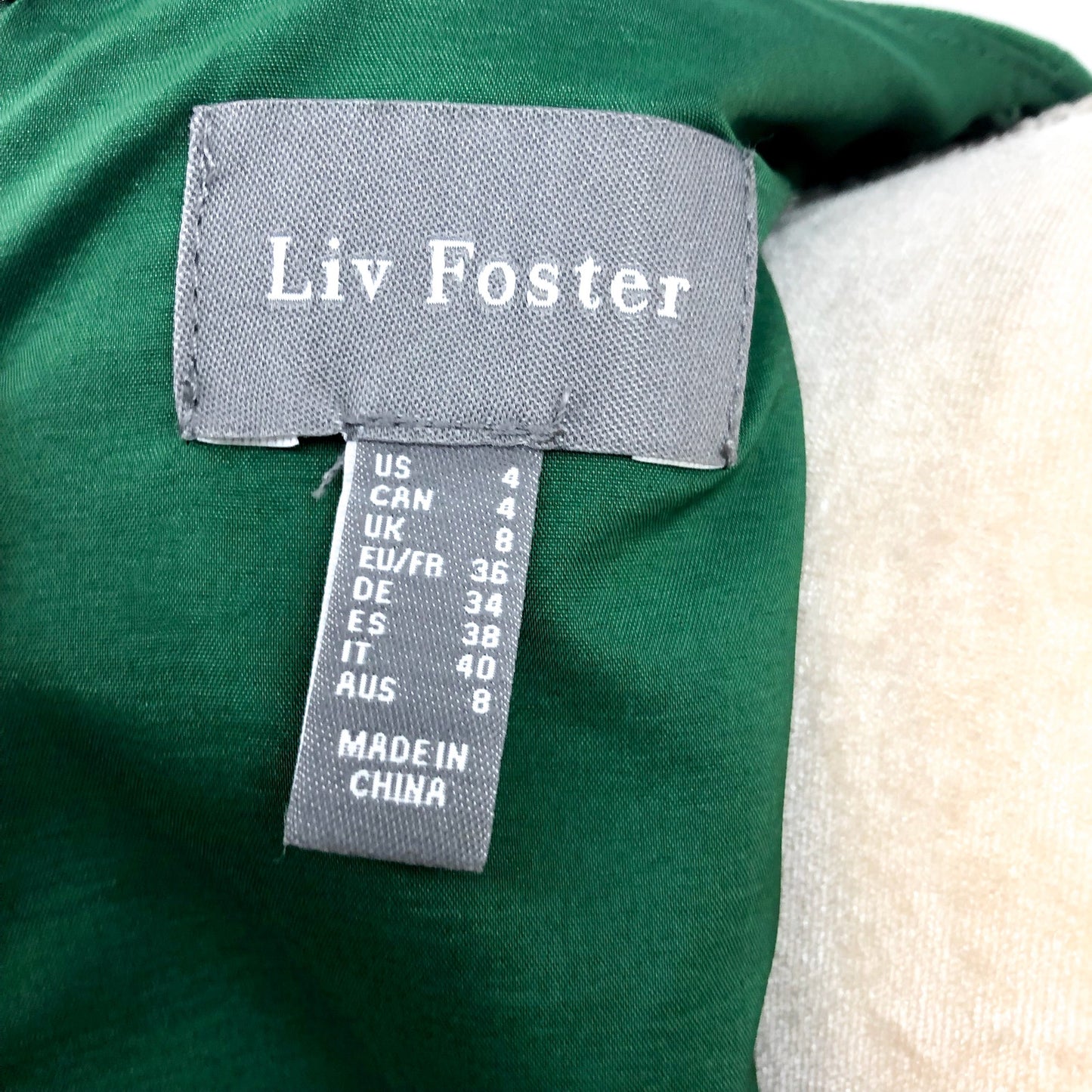 LIV FOSTER Women's Column Gown Size 4 Basil Green Plunging V Neck NWT