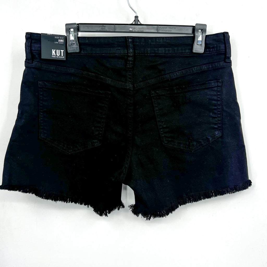 KUT FROM THE KLOTH Womens Jane Long Short Size 10 Black Frayed Hem High Rise NWT
