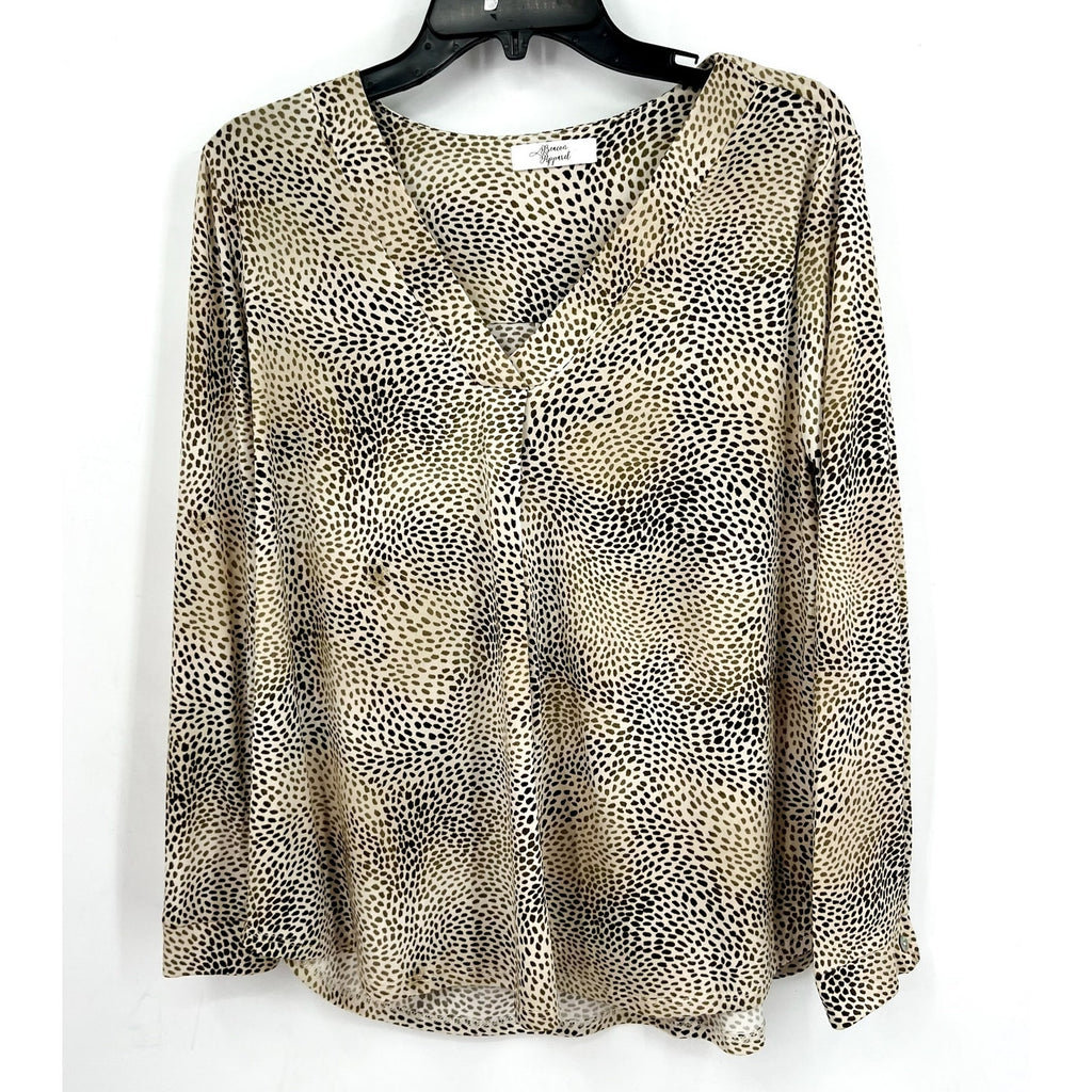 BEACON APPAREL Womens Leopard Print Top Medium Tan Long Sleeve NWOT