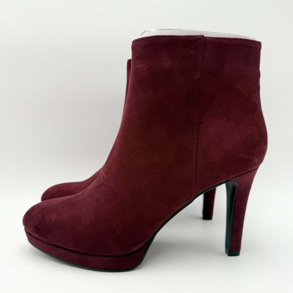 Violet & Red Womens Shelby Platform Ankle Booties US 7.5 M Maroon Red Suede NWOB