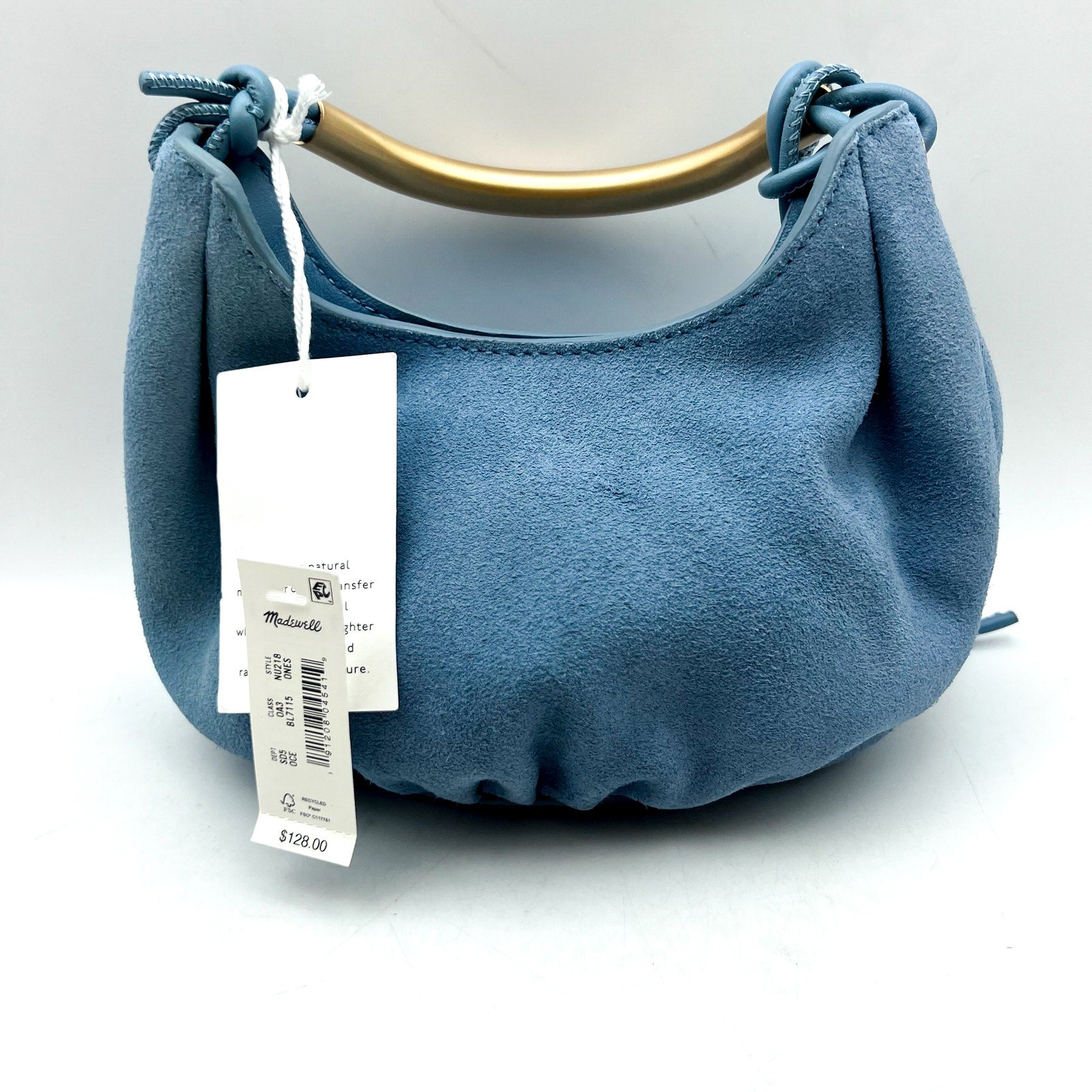 MADEWELL Women's The Mini Camren Handbag Blue Ocean Suede Leather NWT
