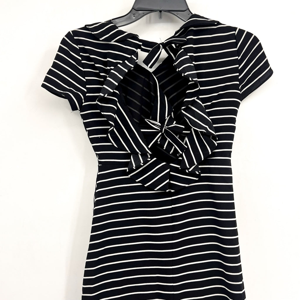 BARDOT JUNIOR Girl's Lola Open Back Dress Size 10 Black White Stripe NWT