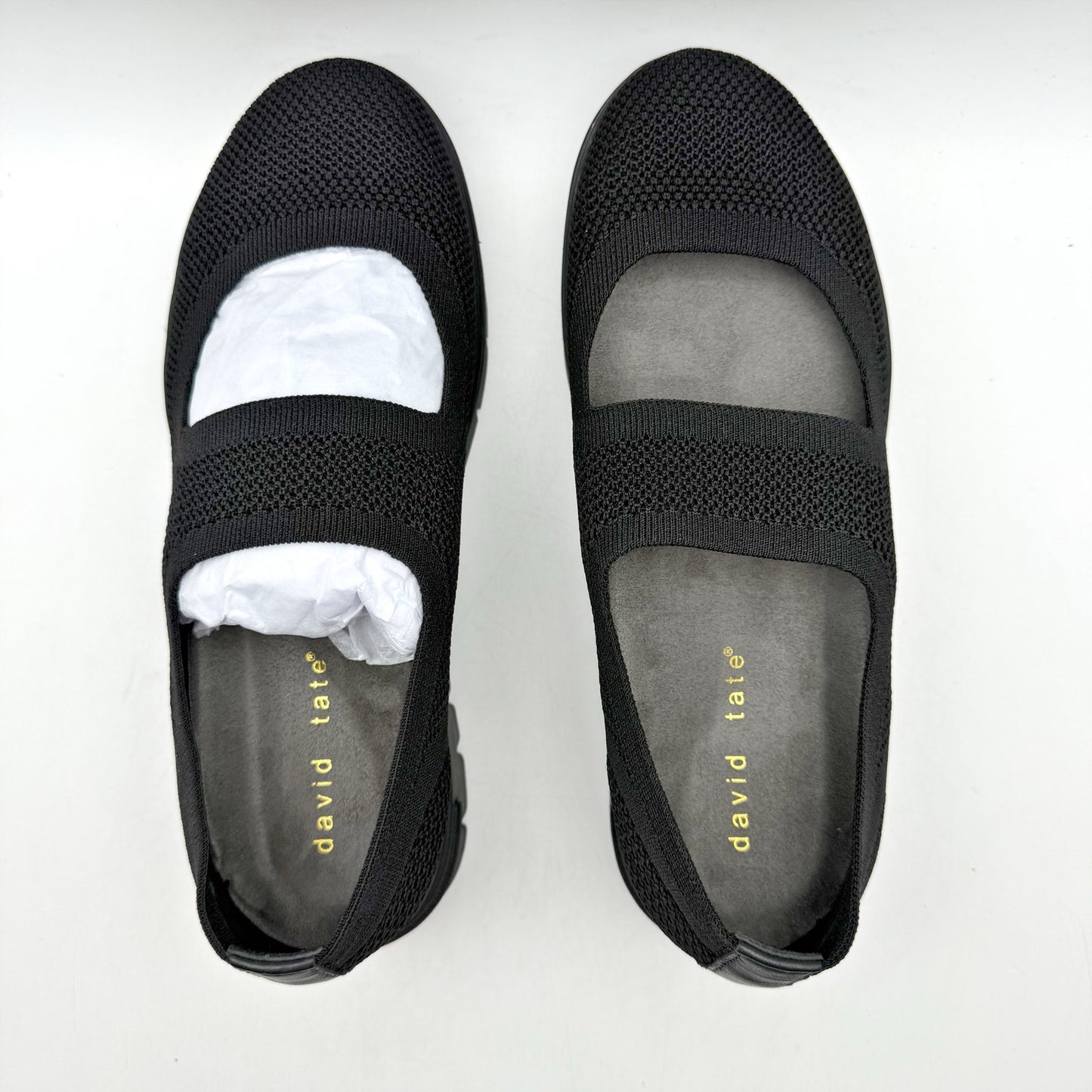 David Tate Womens Comfy Mary Jane Shoes US 6 M Black Knit NIB