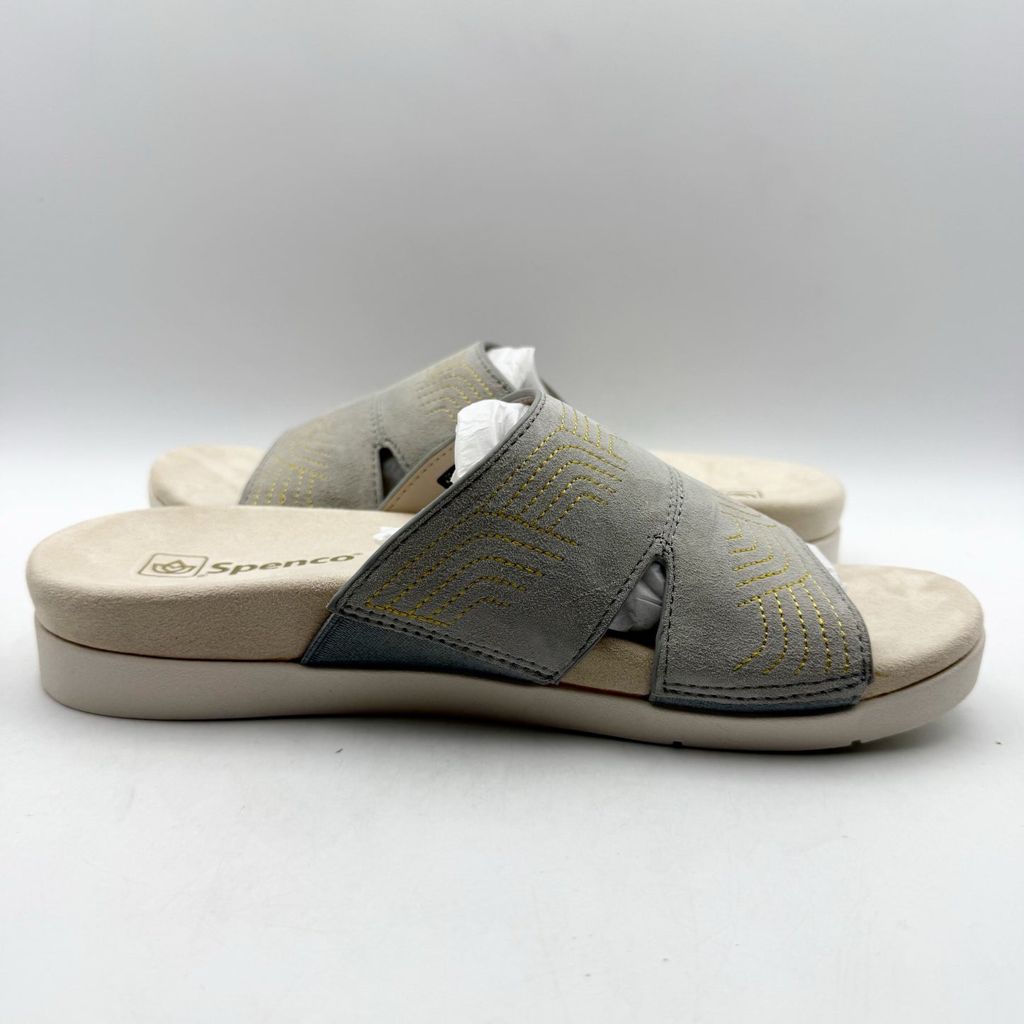 Spenco Womens Twilight Ellie Slide Sandals US 8.5 D EU 39 Grey Leather NIB