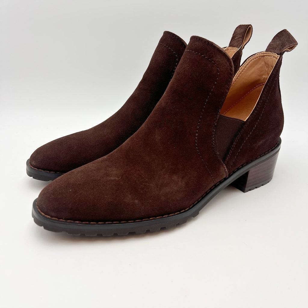 Blondo Womens Sandra Ankle Bootie Size 8.5 M Java Brown Suede Waterproof NIB