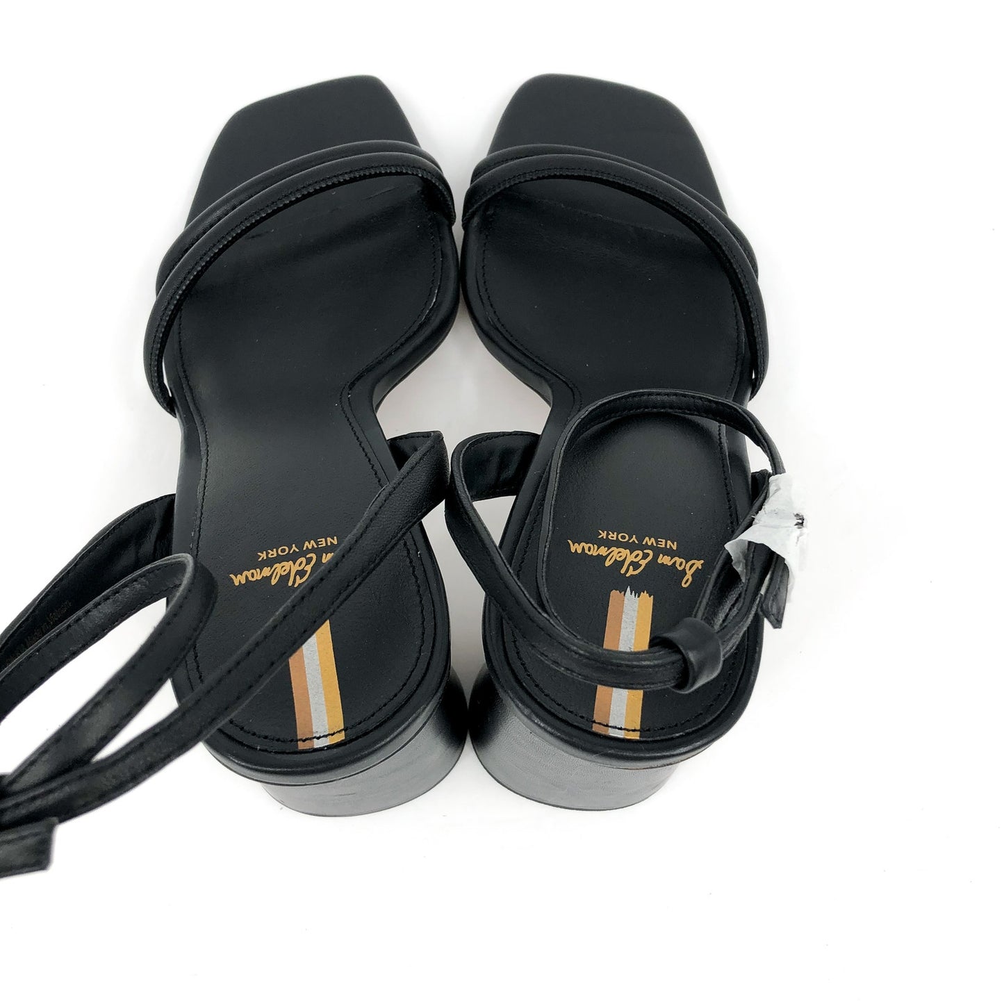 SAM EDELMAN Womens Kia Sandals 9.5 WIDE Black Block Heel Strappy Leather NWOB