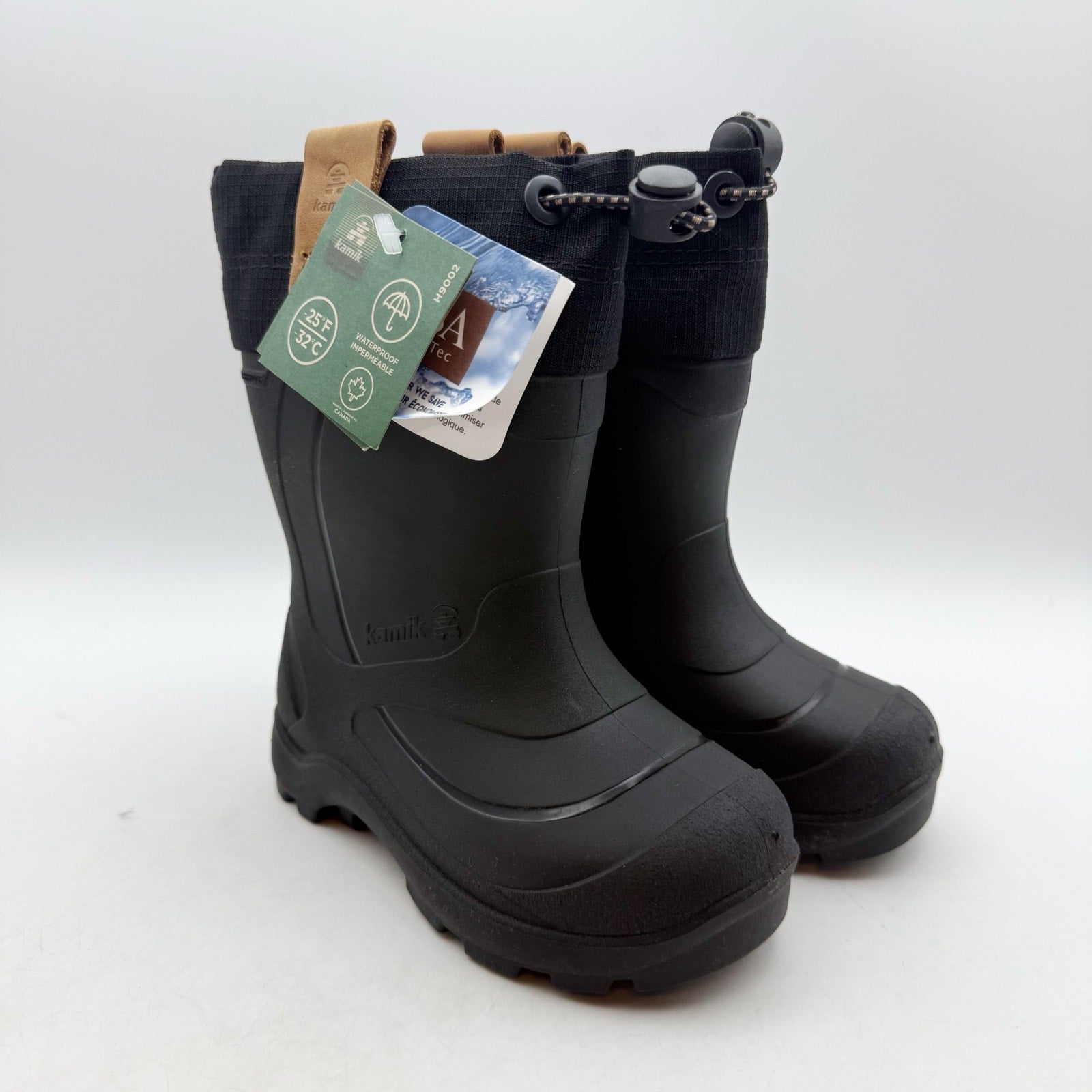 Kamik Little Kids Tundra Jr Boots Size 8 EU 25 Black Waterproof Snow Rain NIB