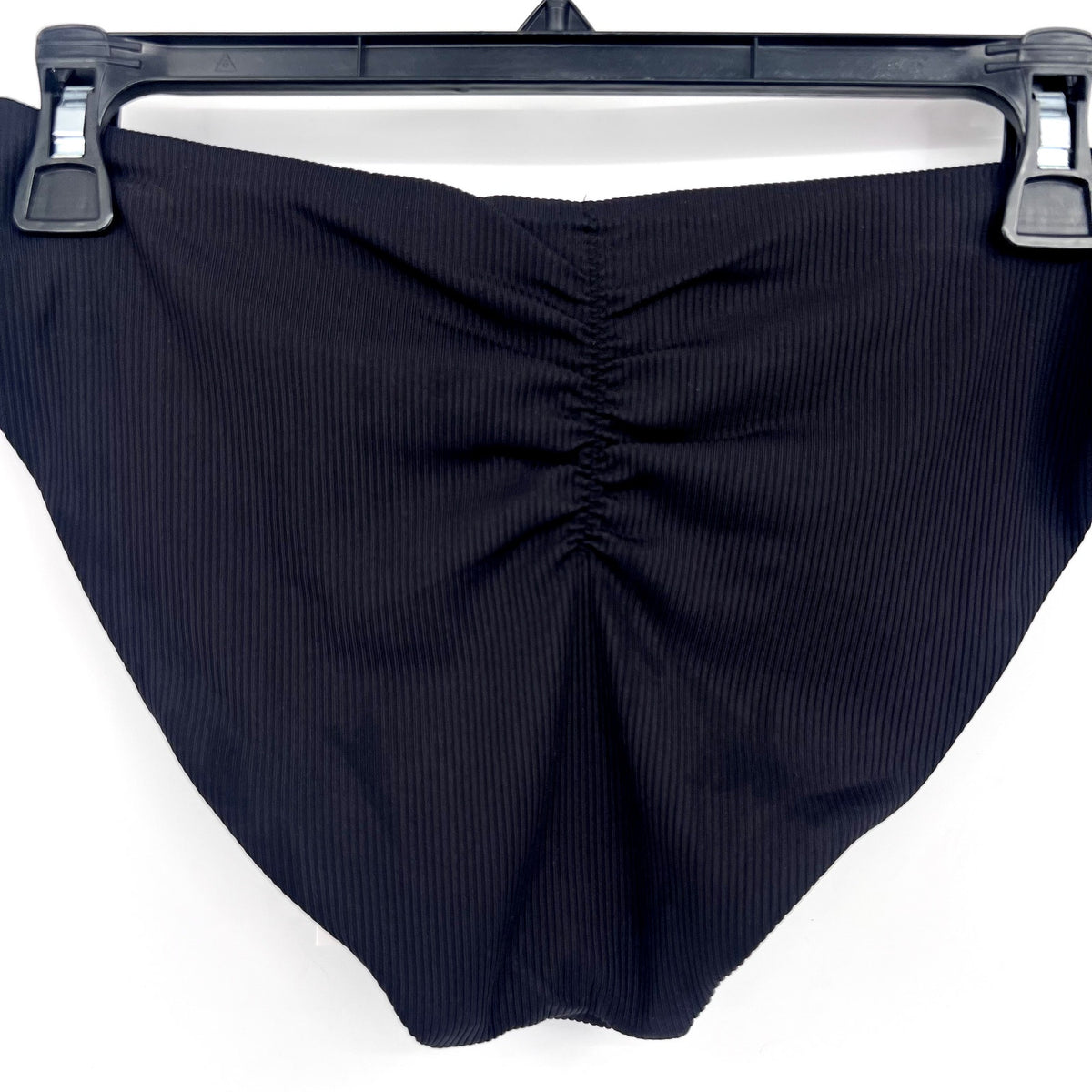 BECCA Women's Modern Edge Shirred American Bikini Bottom Medium Black NWT