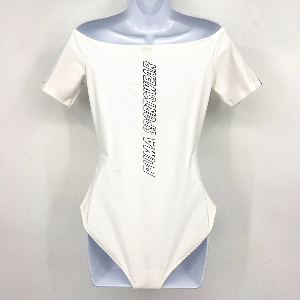 PUMA Women's XTG Bodysuit Shirt Medium White Multicolor Off Shoulder NWT