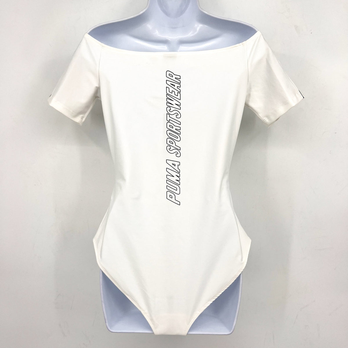 PUMA Women's XTG Bodysuit Shirt Medium White Multicolor Off Shoulder NWT