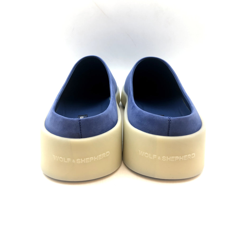 Wolf & Shepherd Womens Cruise Mule Slip On Shoes SIZE 6 Blue White Leather NIB