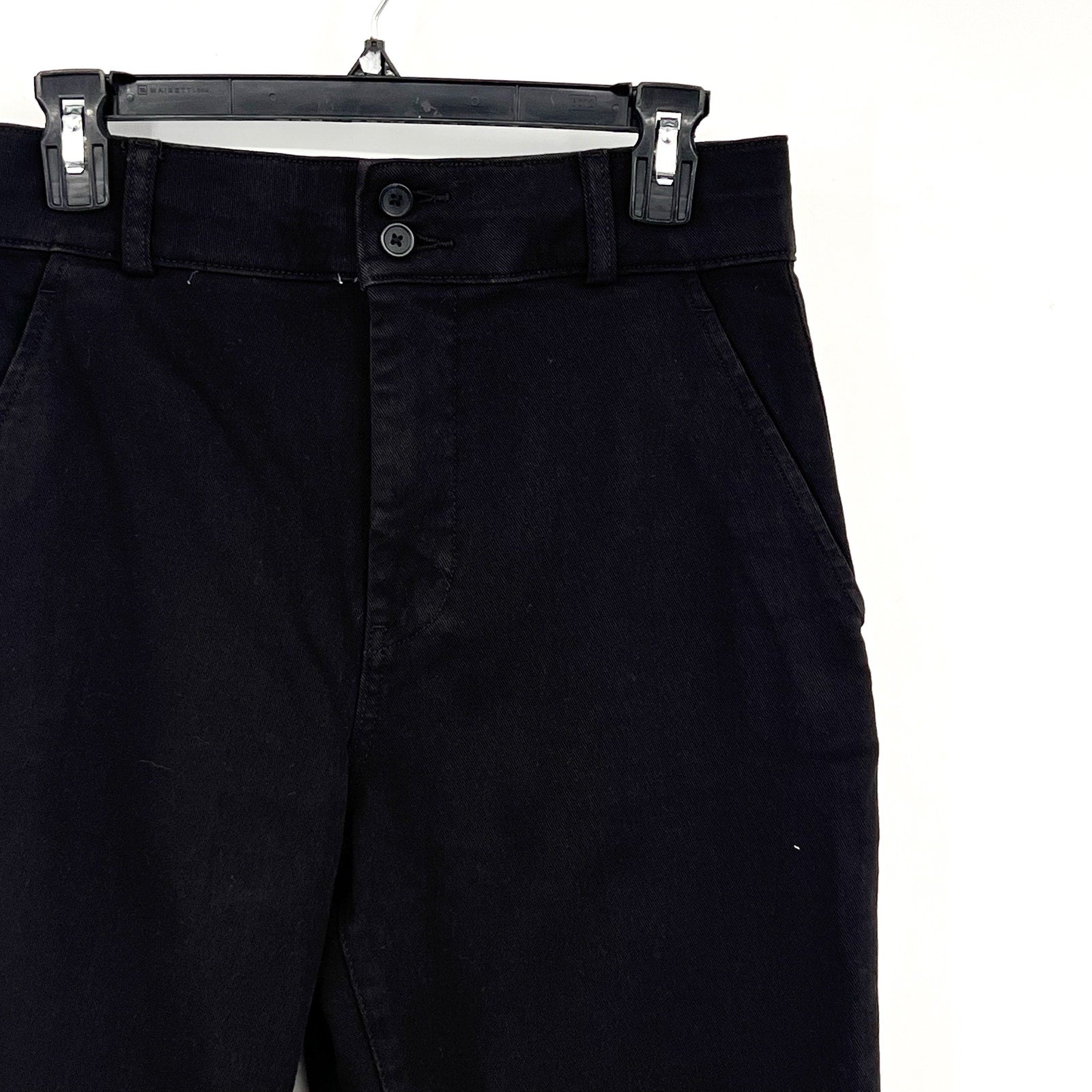 EVERLANE Women's Organic Kick Flare Pants Size 6 Black Stretch Twill NWT