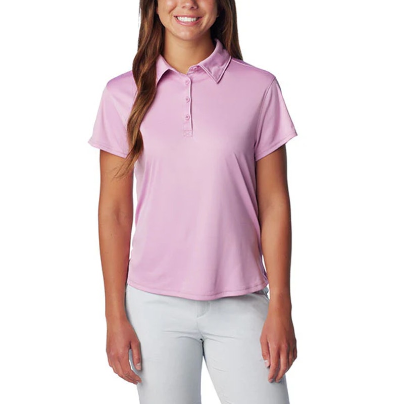 COLUMBIA Women's Tidal Tee Polo Shirt Medium Pink Minuet Short Sleeve UPF NWT