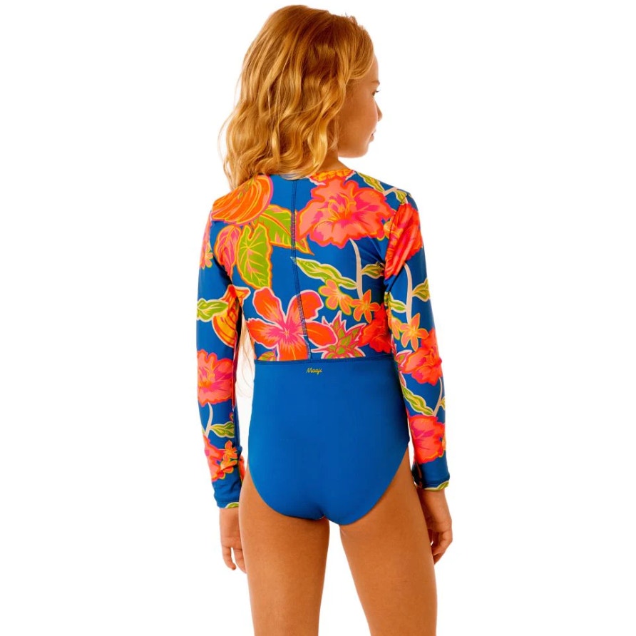 MAAJI Girl Miku One Piece Swimsuit Size 12 Blue Pink Fruit Punch Long Sleeve NWT