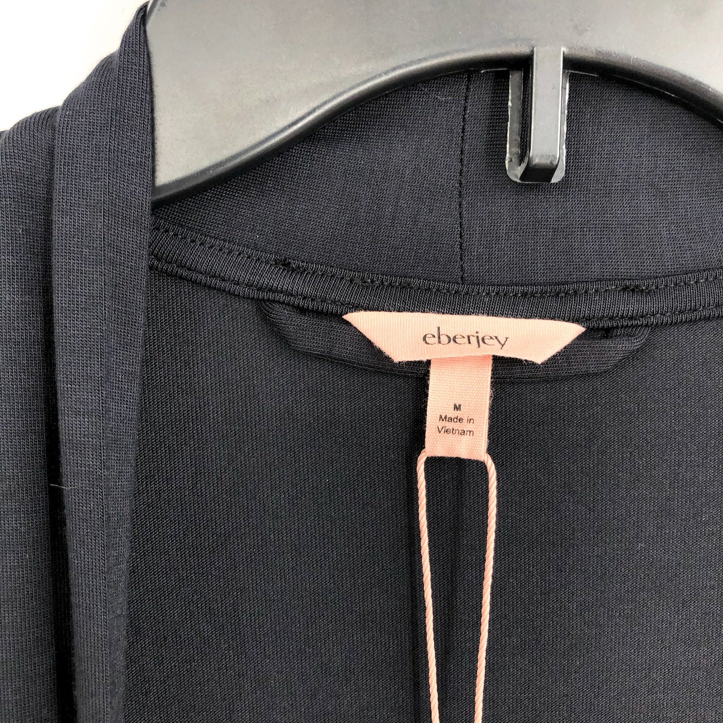 EBERJEY Women's Giselle Long Robe Medium Size 8-10 Black Long Sleeve Jersey NWT