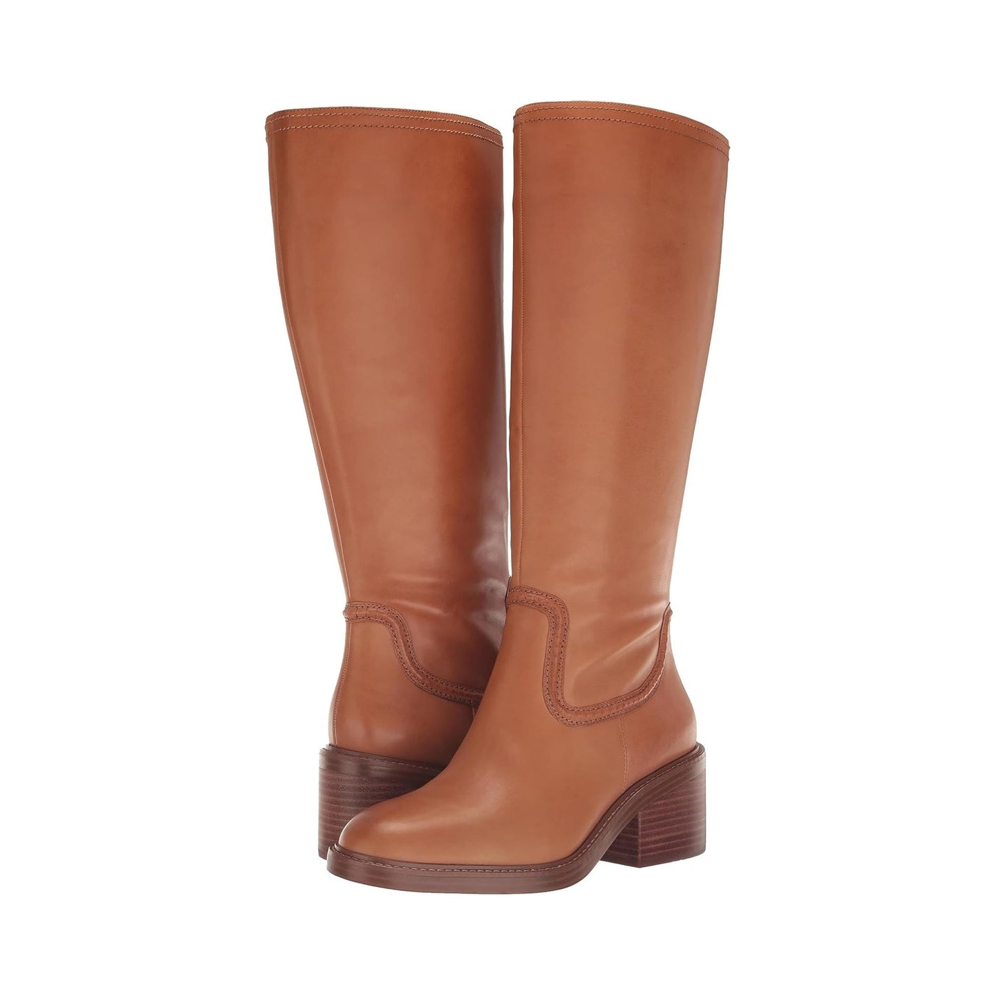 Vince Camuto Womens Vuliann Tall Heeled Boots US 5 M Brown Burnished Leather NIB