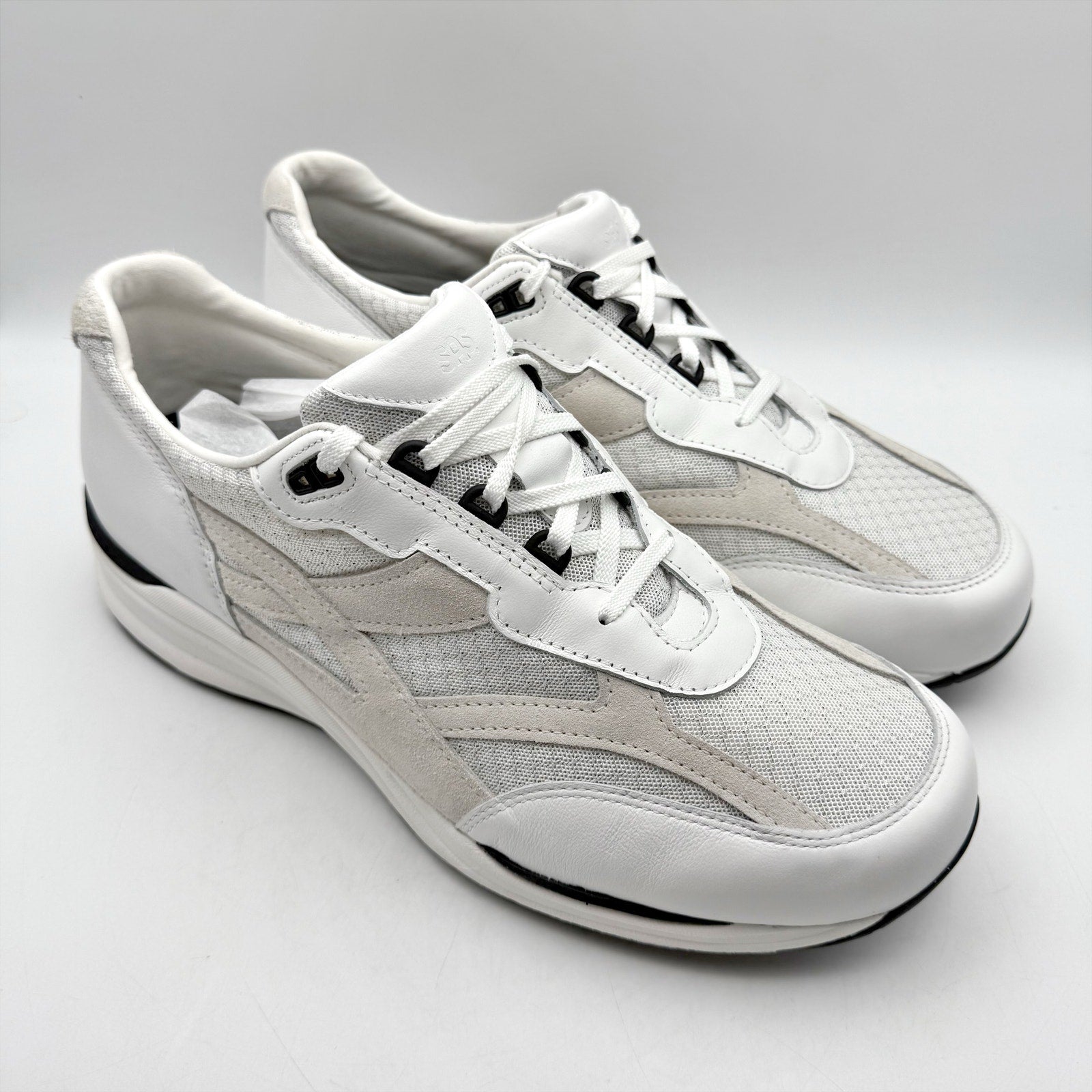 SAS Mens Journey Mesh Walking Sneakers US 14.5 Wide EU 47.5 White Suede NWOB