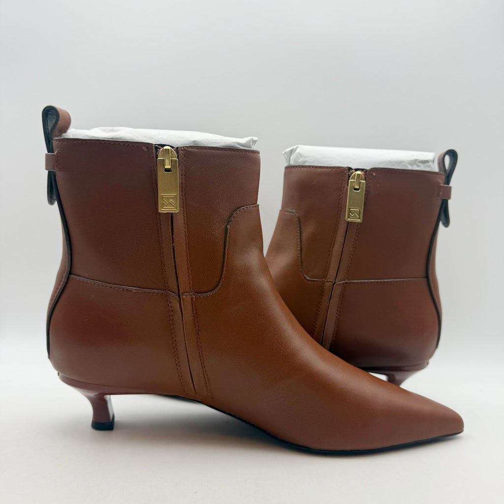 Franco Sarto Womens Mala Ankle Boots Size 9 EU 40 Brown Leather NIB