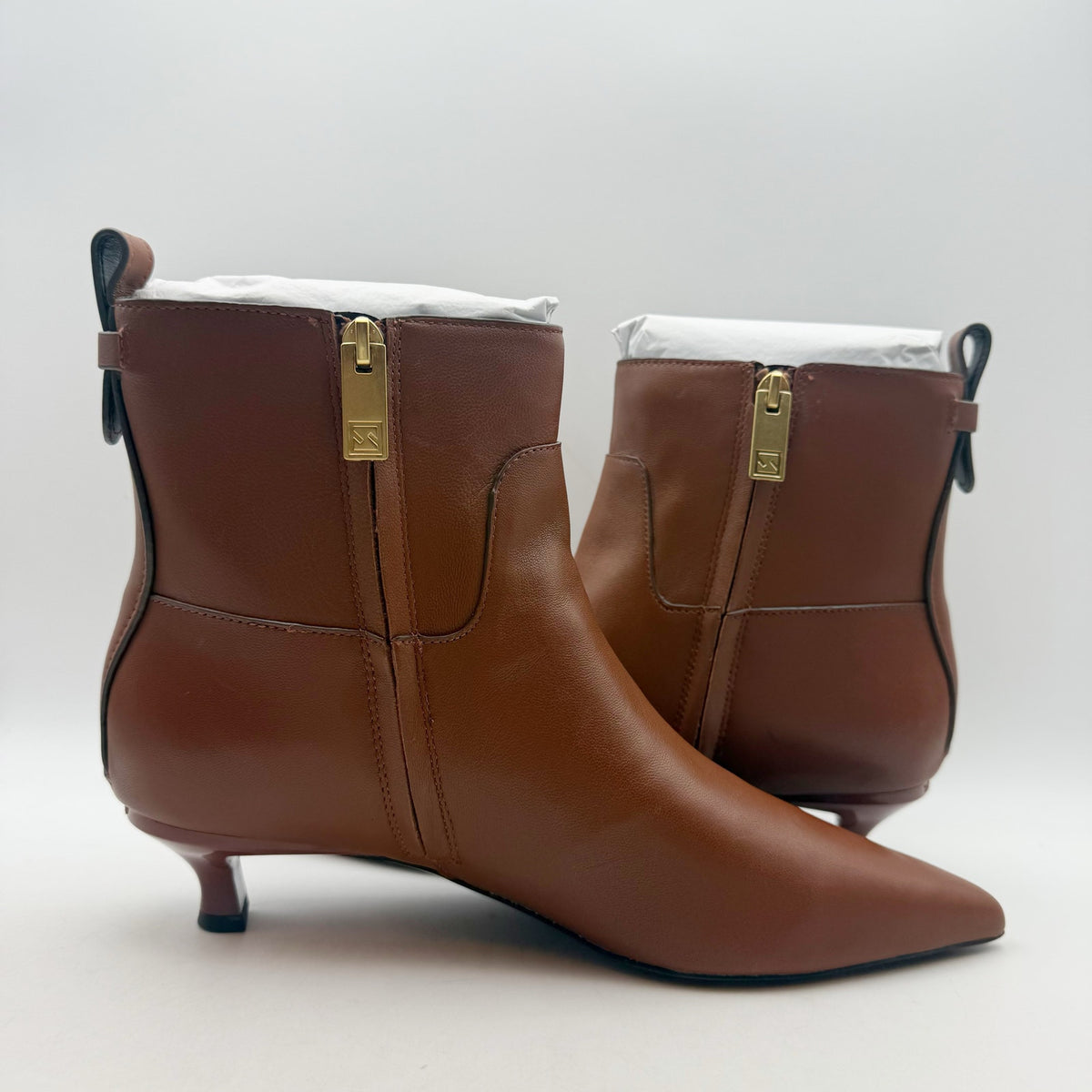 Franco Sarto Womens Mala Ankle Boots Size 9 EU 40 Brown Leather NIB