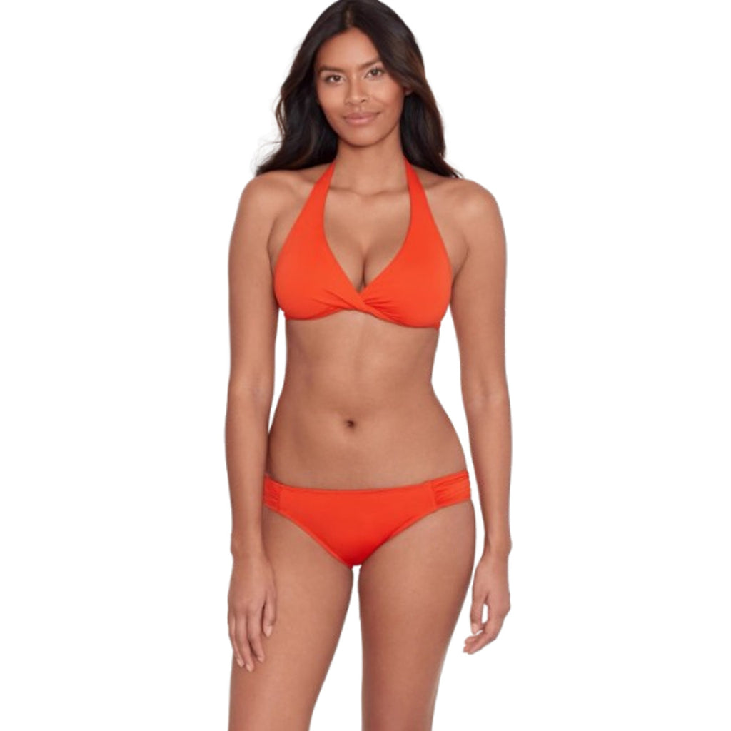 LAUREN RALPH LAUREN Beach Club Hipster Bikini Bottom Size 6 Orange Shirred NWT