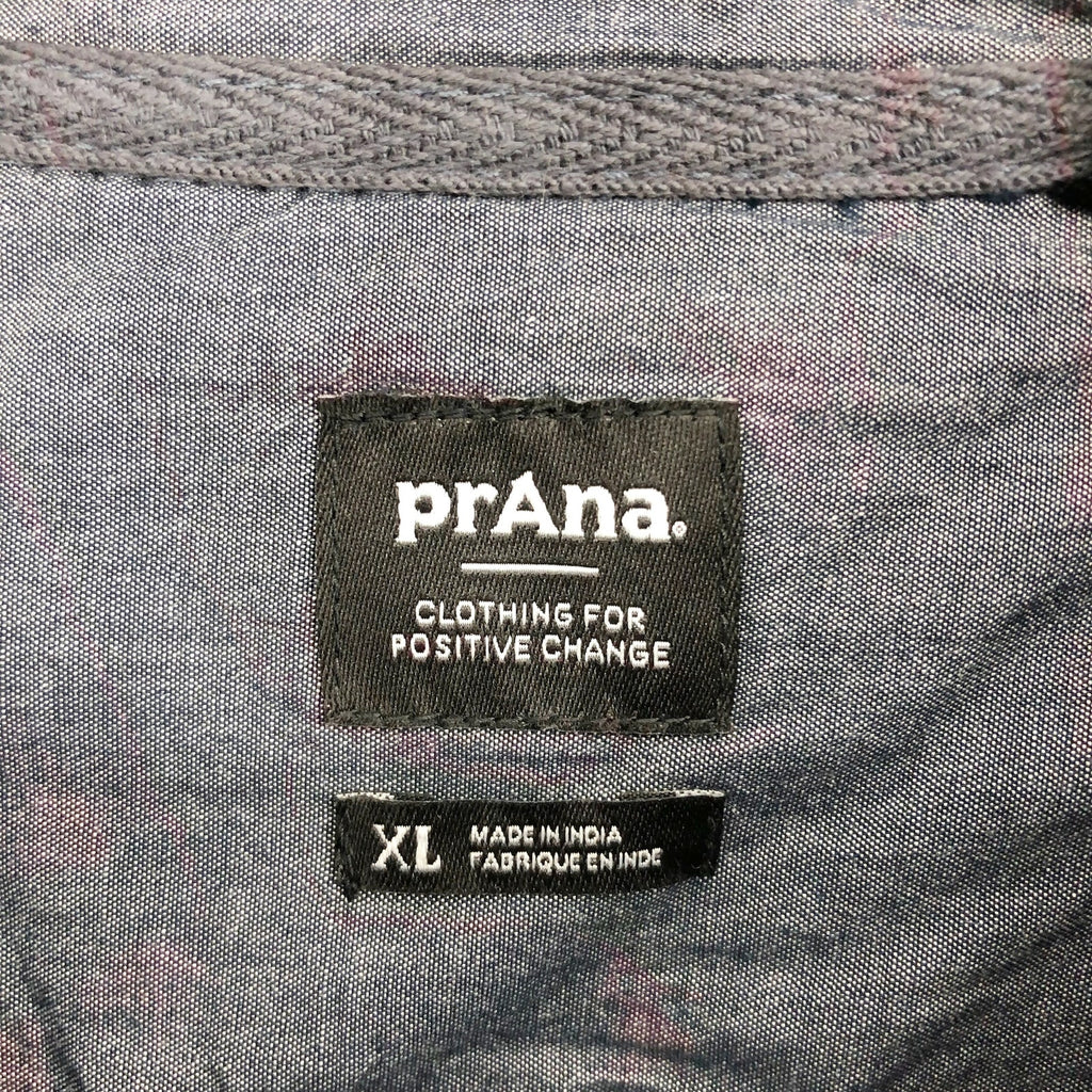 PRANA Women's Golden Canyon Flannel XL Rich Sapphire Blue Plaid Button Shirt NWT