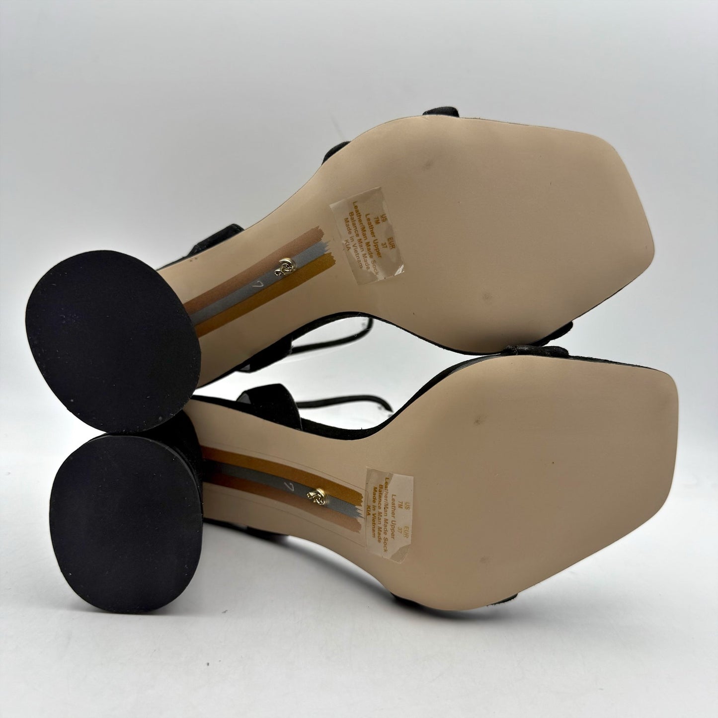 Sam Edelman Womens Kia Heeled Sandal US 7 EU 37 Black Suede NWOB