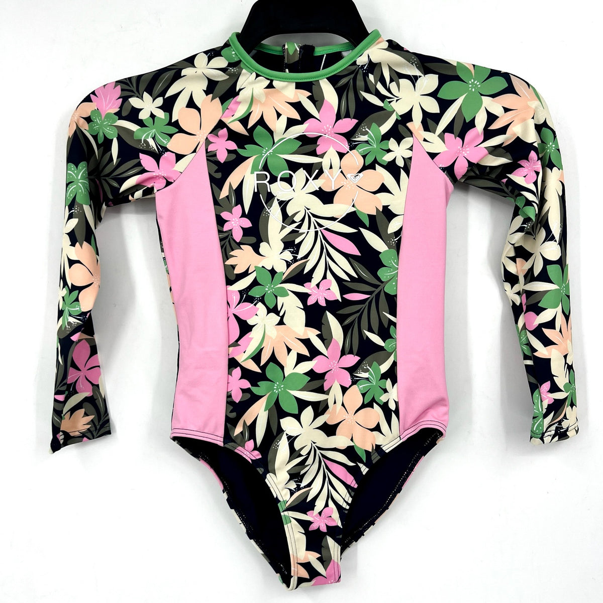 ROXY Girls Ilacabo Swimsuit Surfsuit Medium Navy Blue Floral Long Sleeve NWT