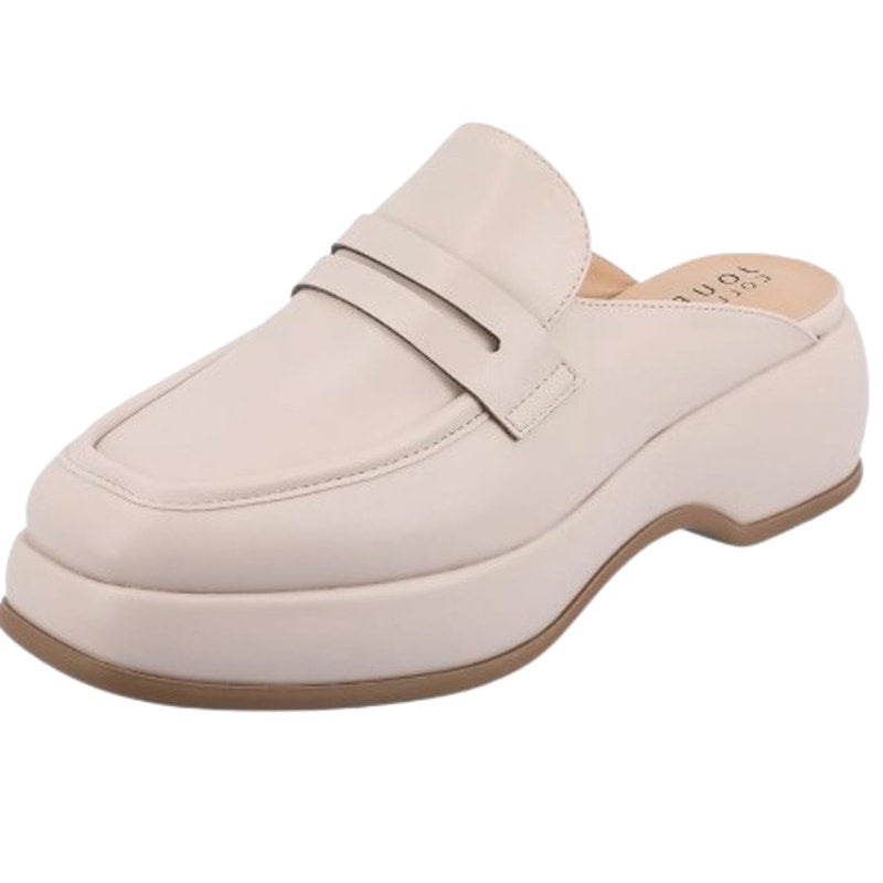 JOURNEE COLLECTION Women's Antonina Platform Loafer Mule Size 6.5 Cream Bone NIB
