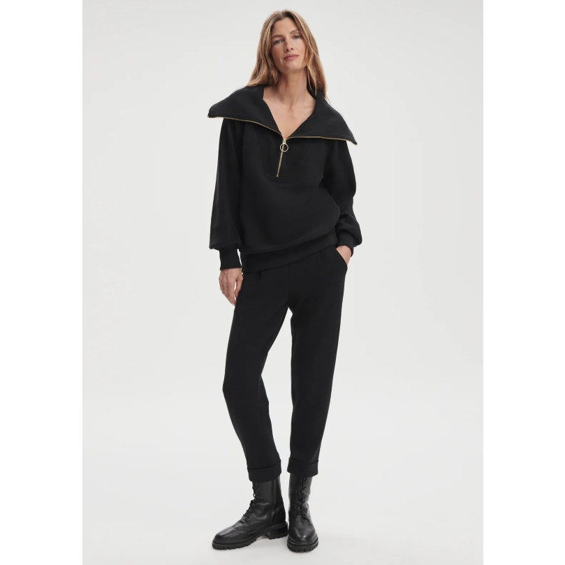 VARLEY Vine Half-Zip Pullover Large Black Ottoman Rib Exaggerated Collar NWT
