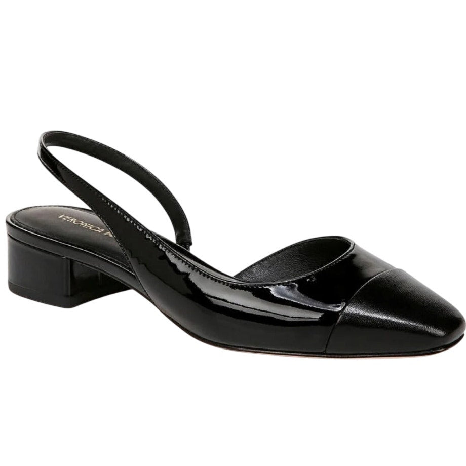 Veronica Beard Womens Cecile Cap Toe Slingback Heels Size 8 M Black Leather NIB