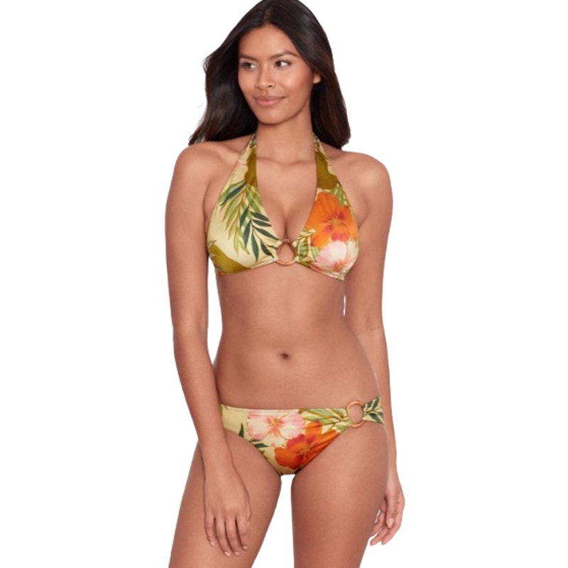 LAUREN RALPH LAUREN Island Tropical Hipster Bikini Bottom Size 6 Gold Rattan NWT