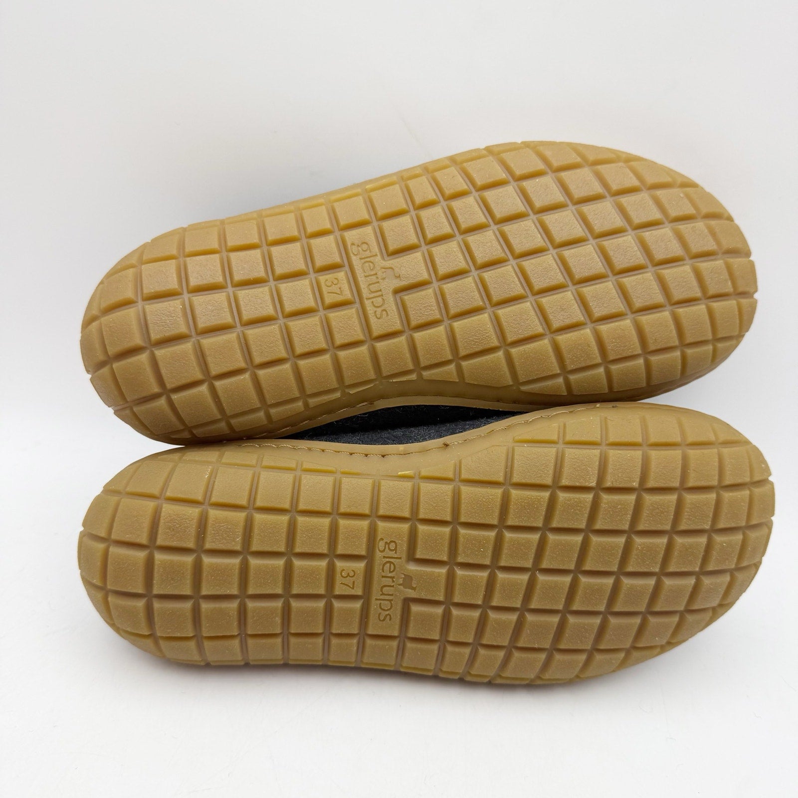 Glerups Womens Slip On Slippers EU 37 US 7 Charcoal Black Wool Rubber Soles NWOB