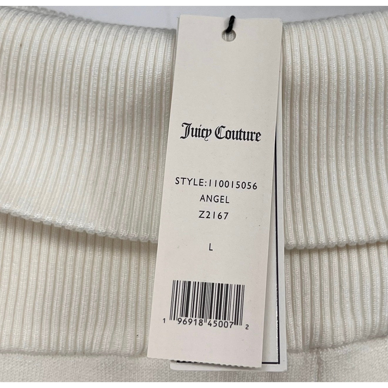 JUICY COUTURE Women's Knit Flare Pants Large White Angel Fold Over Band NWT