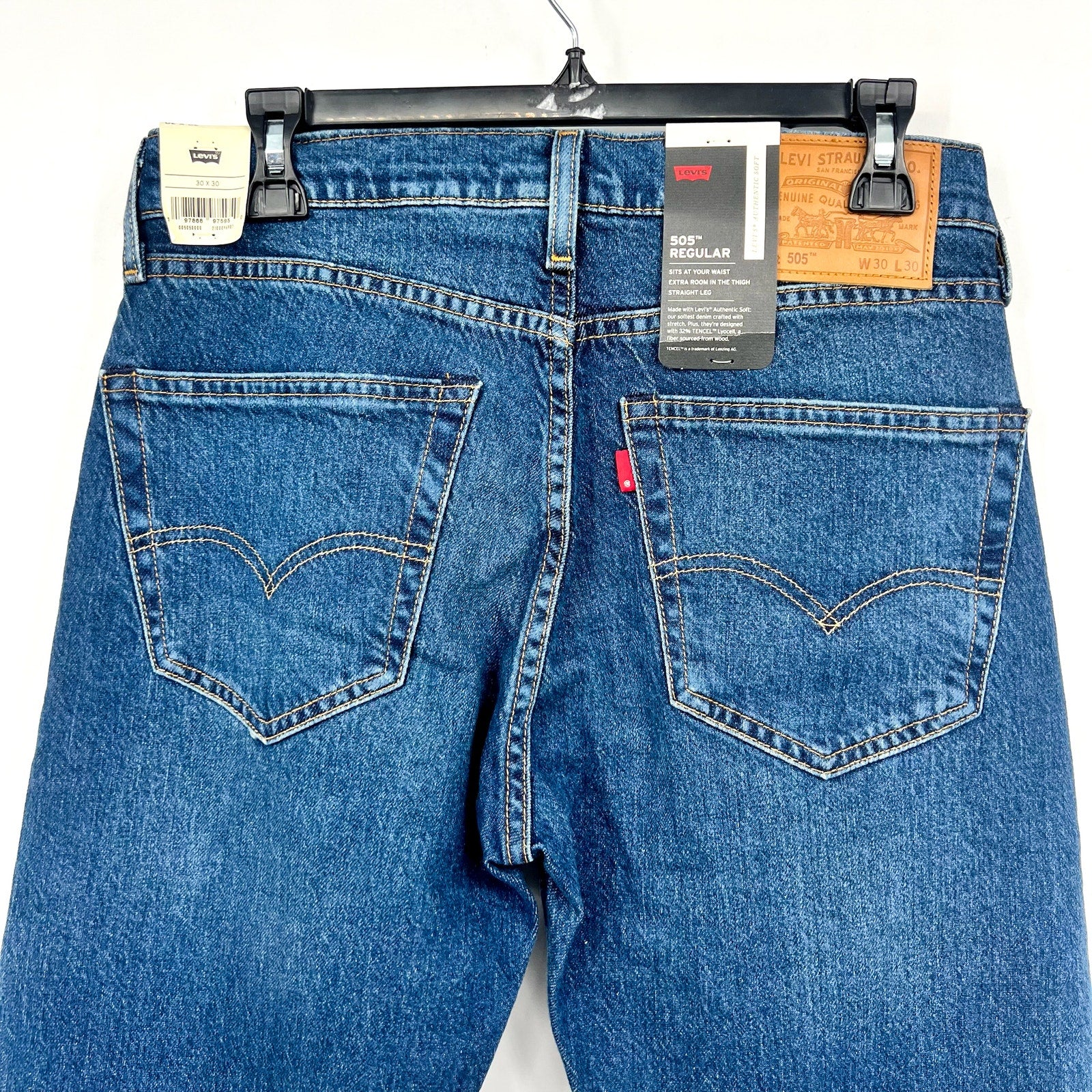 Levi's Men's 505 Regular Fit Jeans 30X30 Dark Blue Wash 00505-0000 NWT