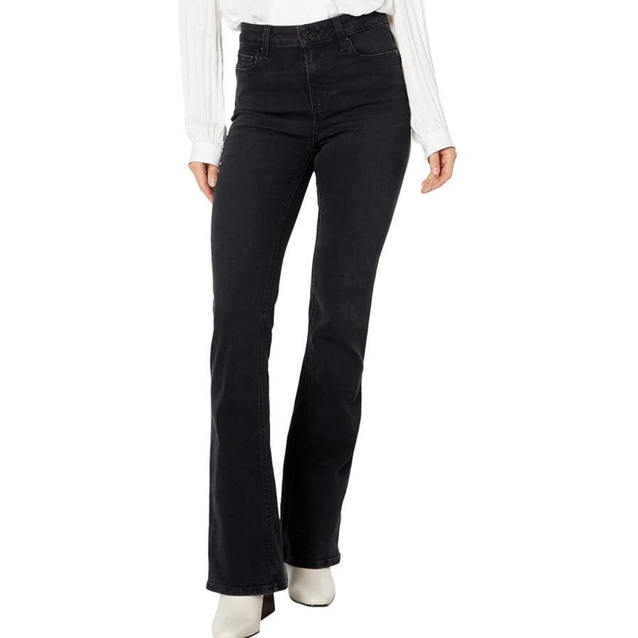 PAIGE Women's High Rise Laurel Canyon Flare Jean Size 30 US 10 Black Willow NWT