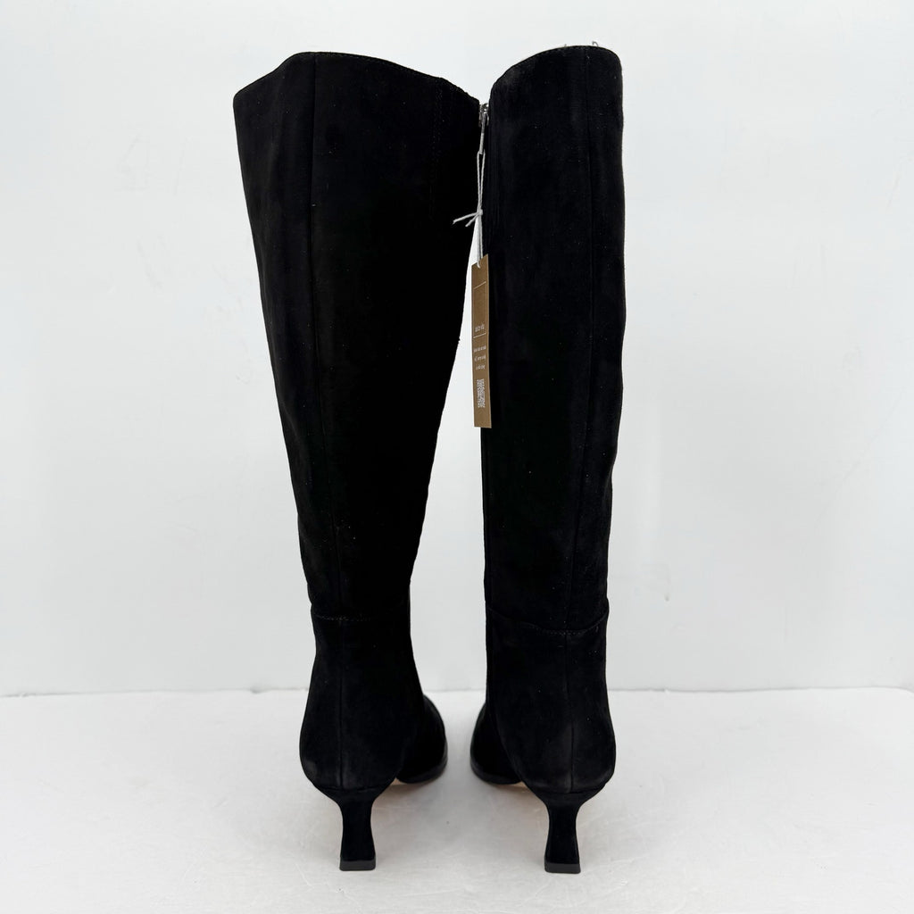 Dolce Vita Womens Auggie Knee High Heeled Boot 7.5 Extra Wide WC Black Suede NIB