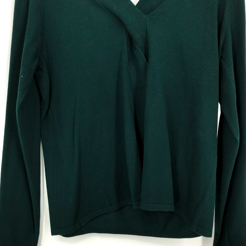 ELLIOTT LAUREN Womens Marella Fitted Sweater Large Evergreen Twist Detail NWT