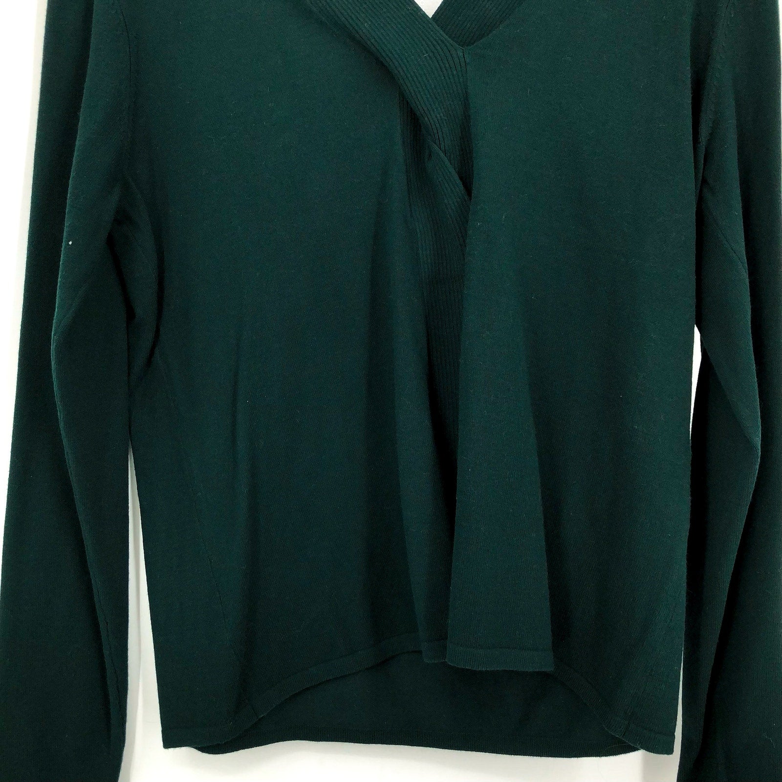 ELLIOTT LAUREN Womens Marella Fitted Sweater Large Evergreen Twist Detail NWT