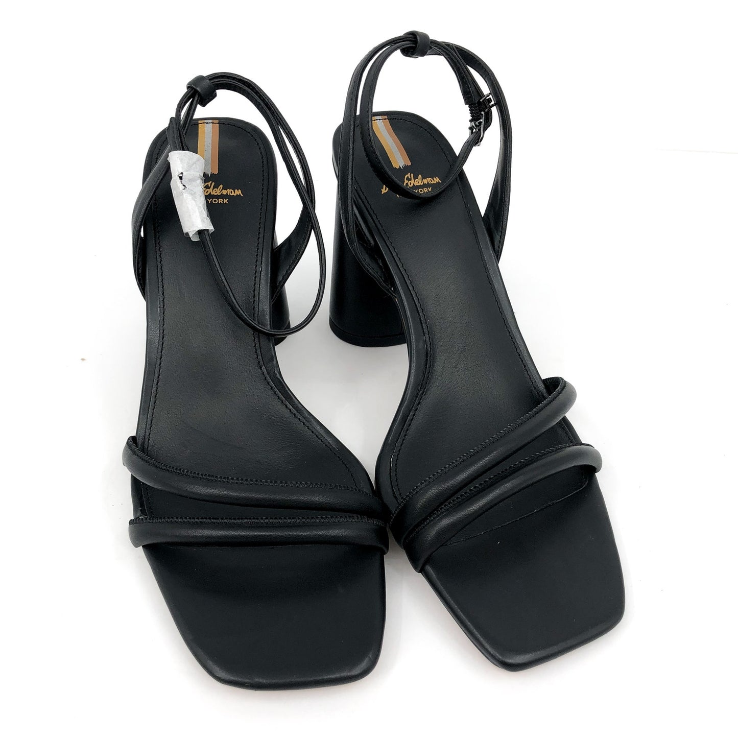 SAM EDELMAN Womens Kia Sandals 9.5 WIDE Black Block Heel Strappy Leather NWOB