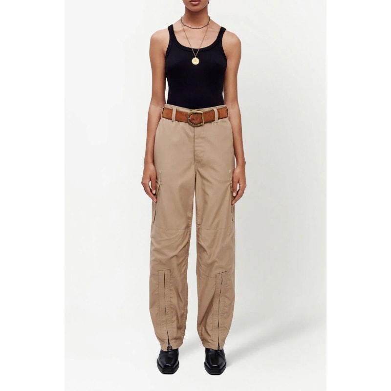 RE/DONE Women's Upcycled Cargo Trousers Small Khaki High Rise Straight Leg NWT