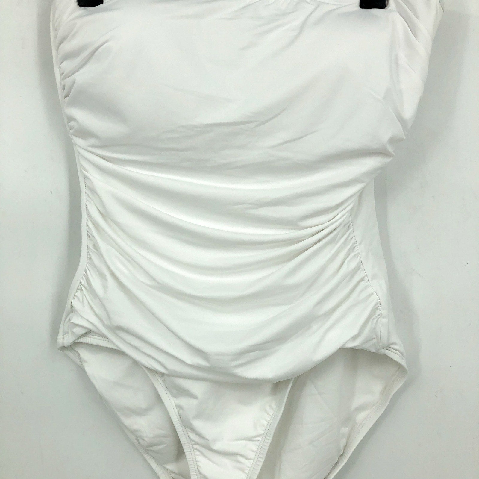 TOMMY BAHAMA Women's Pearl Bandeau One Piece Swimsuit Size 14 White Shirred NWT
