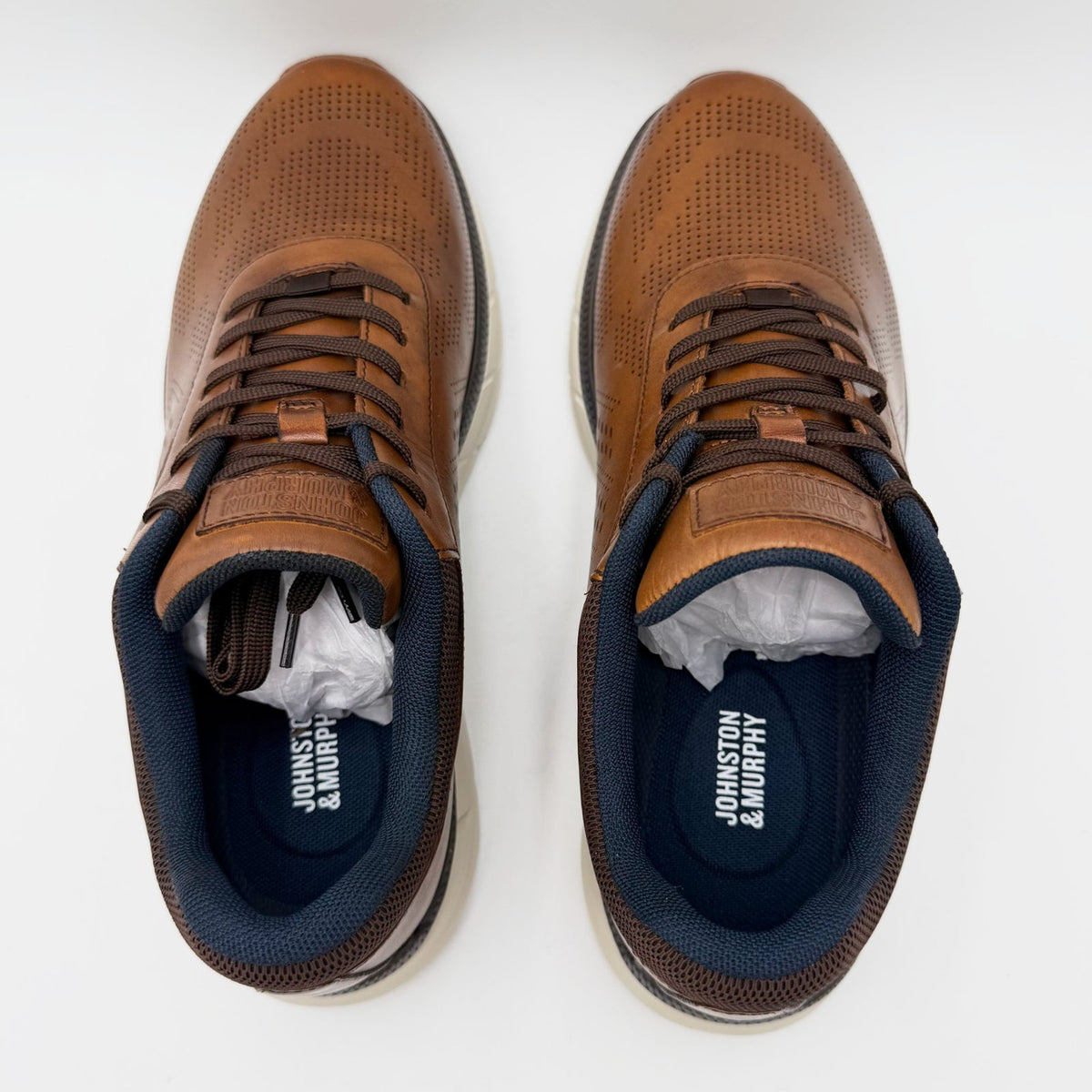 Johnston & Murphy Mens Hastings U-Throat Casual Sneakers Size 10 Tan Leather NIB