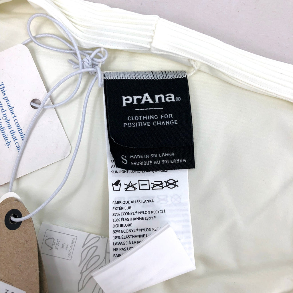 PRANA Women's Gemma Bikini Bottom Small White Horchata Ottoman Low Rise NWT
