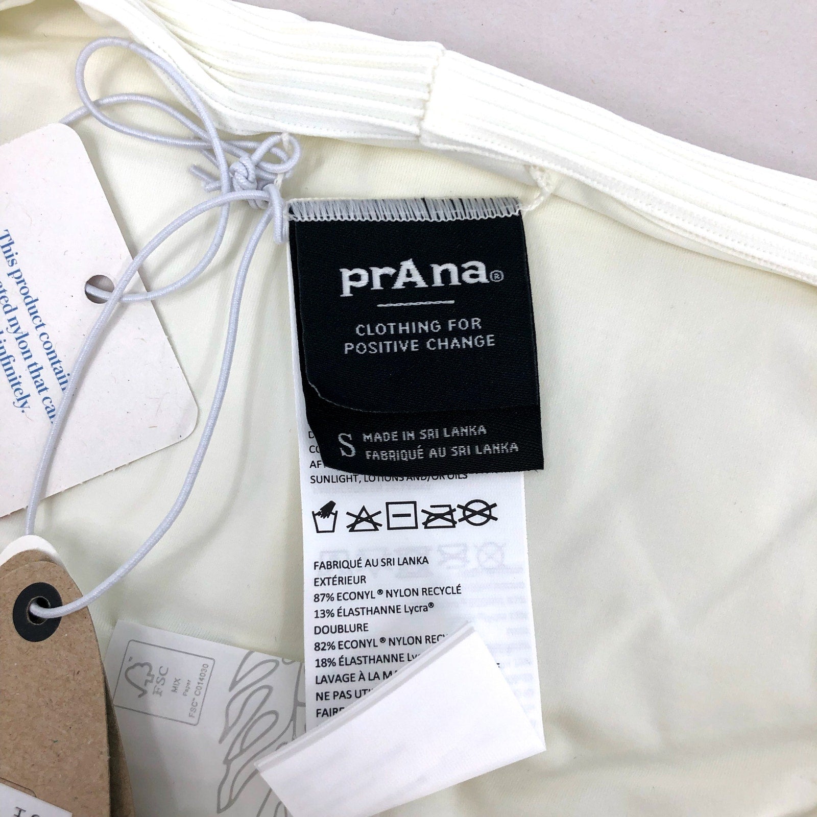 PRANA Women's Gemma Bikini Bottom Small White Horchata Ottoman Low Rise NWT