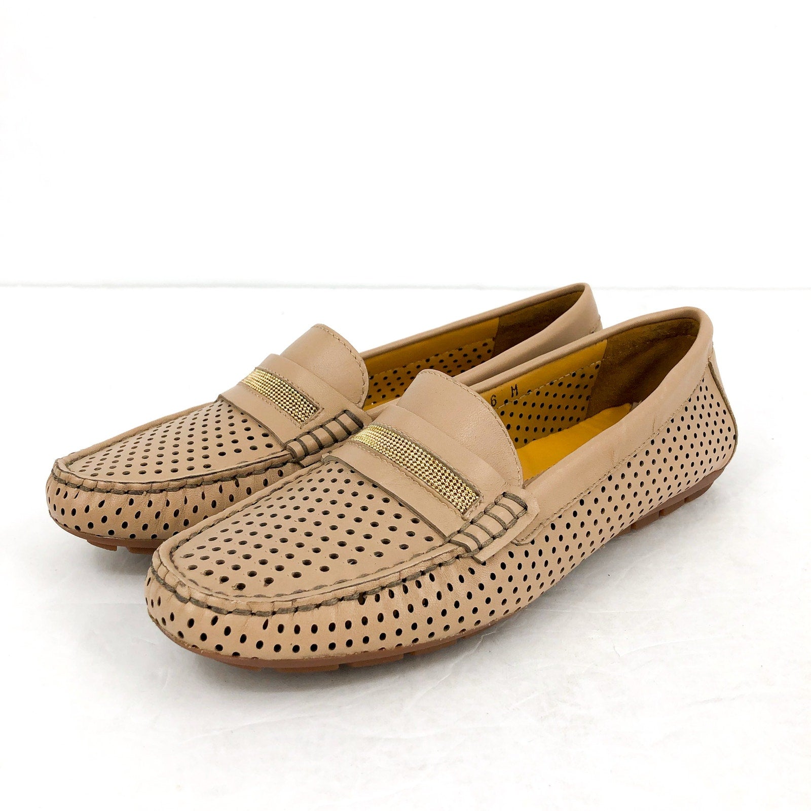Vaneli Womens Acris Driving Loafers US 6 M EU 36.5 Nude Tan Leather NIB