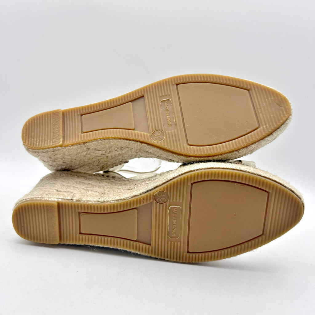 Eric Michael Womens Ruby Wedge Sandals EU 39 US 9 Gold Leather Espadrille NIB