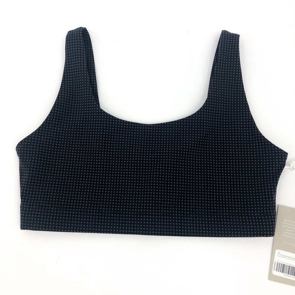 Everlane Womens The Perform Sports Bra XS Black Grey Micro Print Scoop Neck NWT