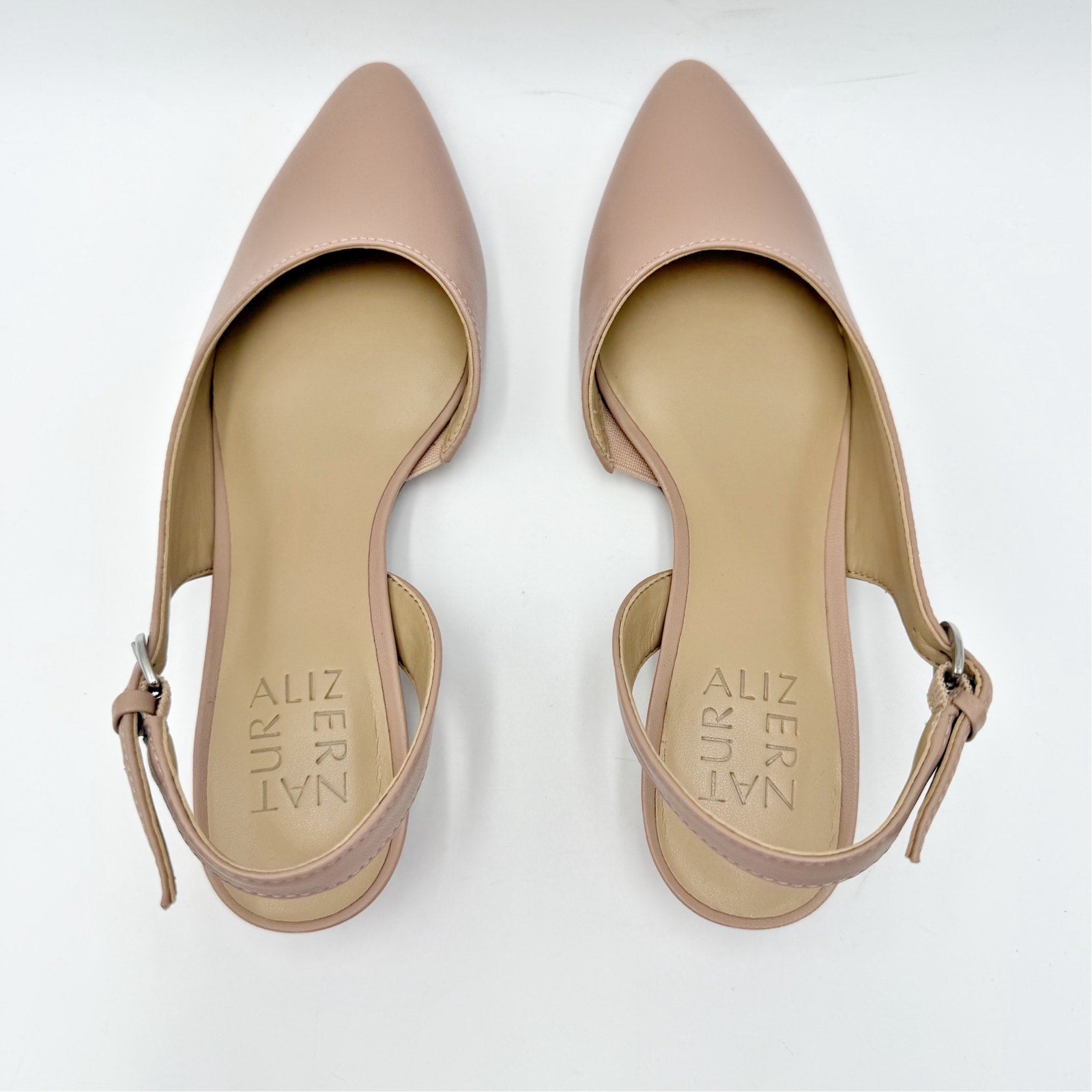 Naturalizer Womens Banks Slingback Heels Size 5 Opal Beige Leather NWOB