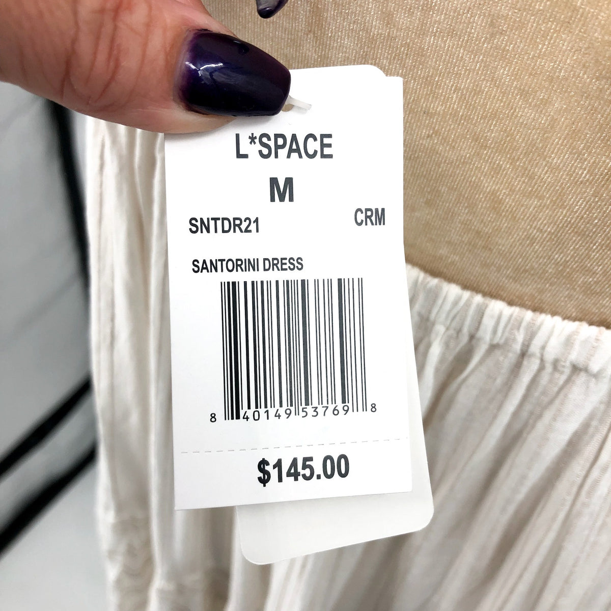 L*SPACE Women's Santorini Summer Maxi Dress Medium Cream Medium Tank NWT